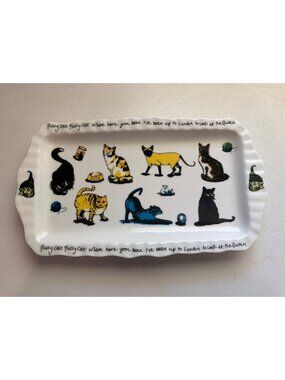 Vintage Paul Cardew Serving/Trinket Tray Cat Tea Nursery Rhyme England Novelty